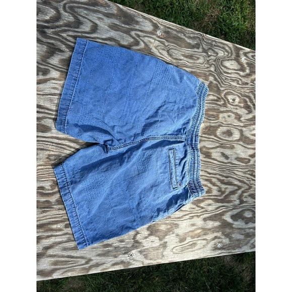Tommy Hilfiger Denim Shorts Mens Small Patchwork Patch‎ Blue Pockets Retro Hip - Picture 8 of 8